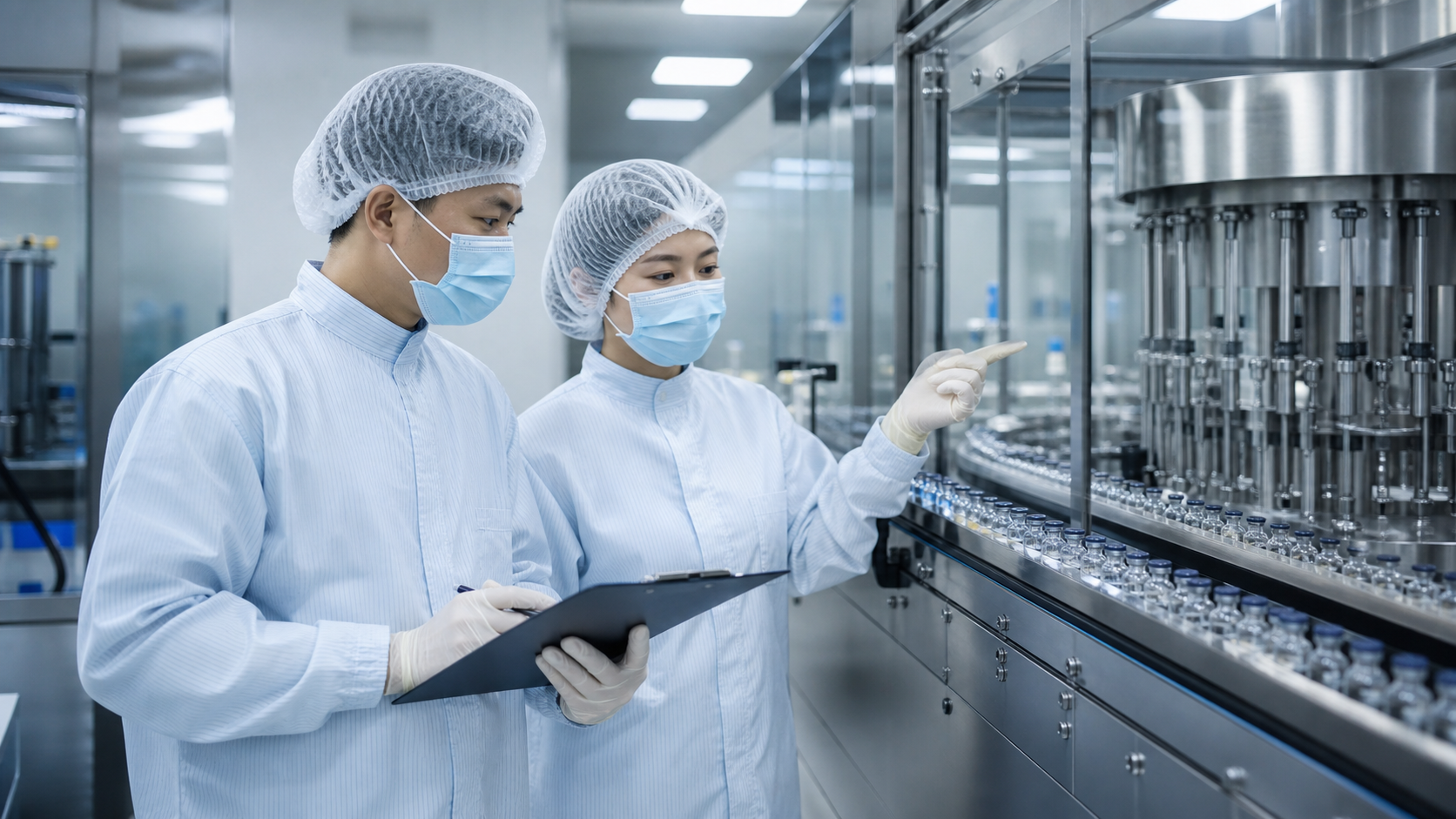 审计人员检查医药生产质量管理体系